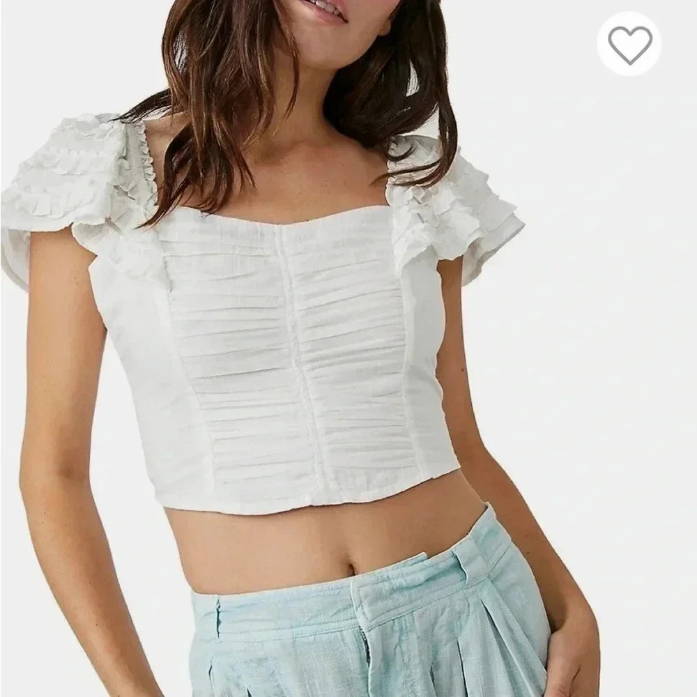 Free People Thank You Very Sweetly Top in White NWT